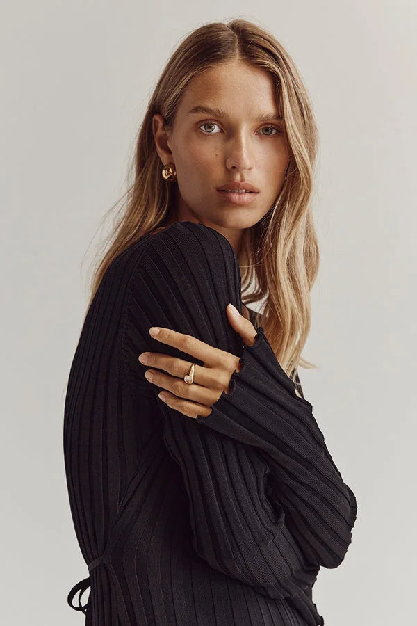 Darla Vestido de Punto Acanalado con Cinturón