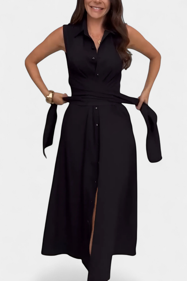 Meryl Vestido Camisero con Botones y Lazo Ajustable