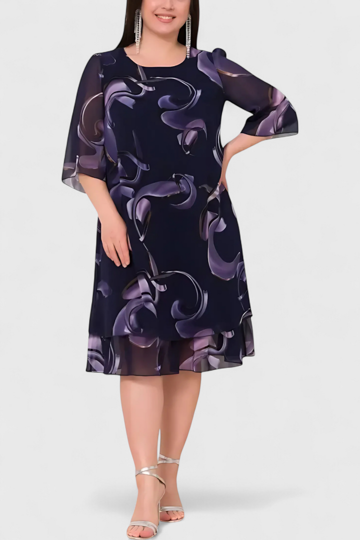 Shriley Vestido de Gasa con Estampado Midnight Swirl y Silueta Fluida