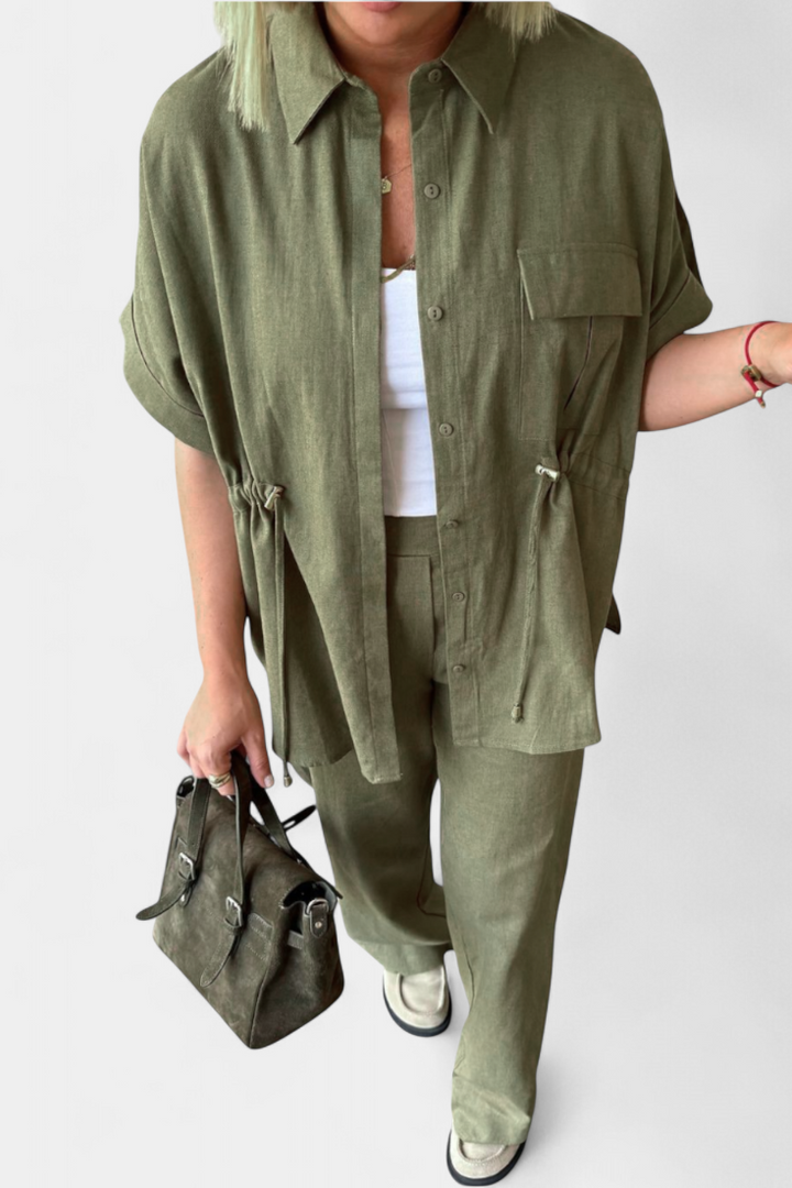 Lani Conjunto Relaxed de Camisa y Pantalones de Algodón y Lino