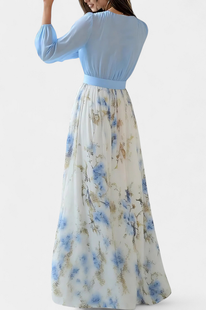 Eliane Vestido Largo con Estampado Floral y Escote Profundo