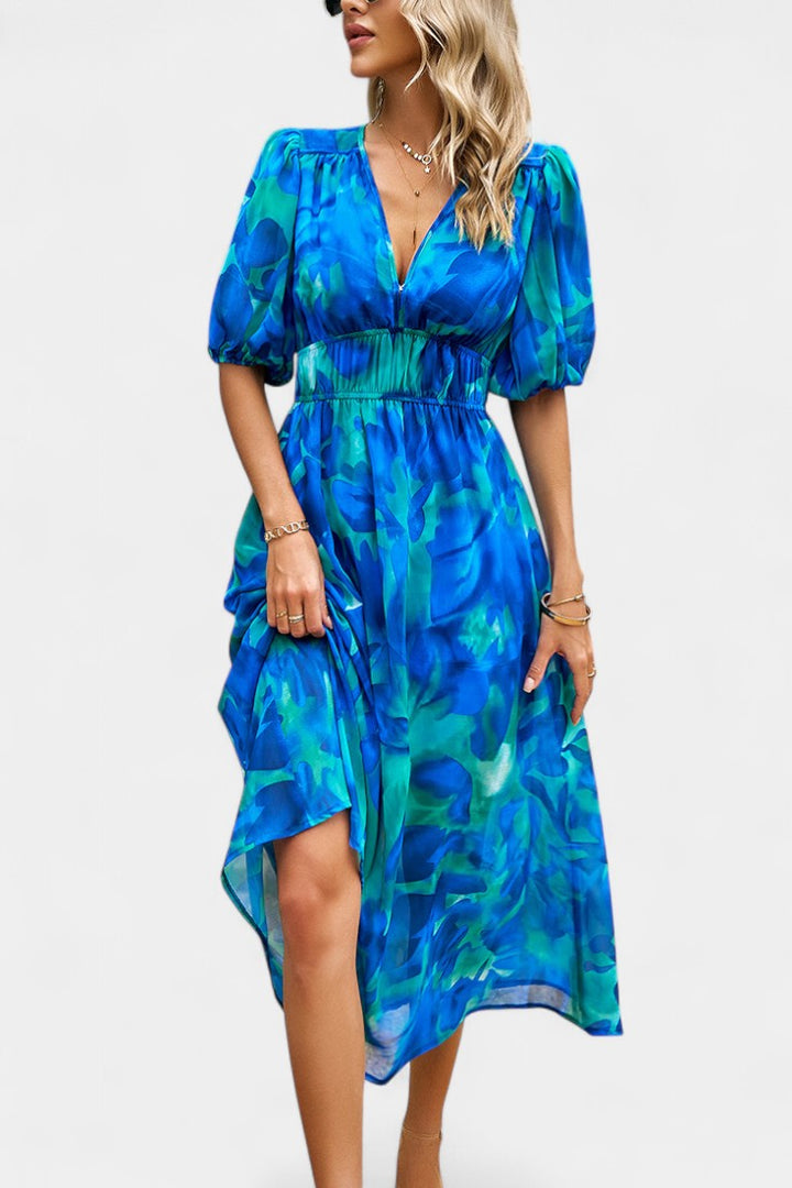 Georgina Vestido Midi Floral con Escote en V