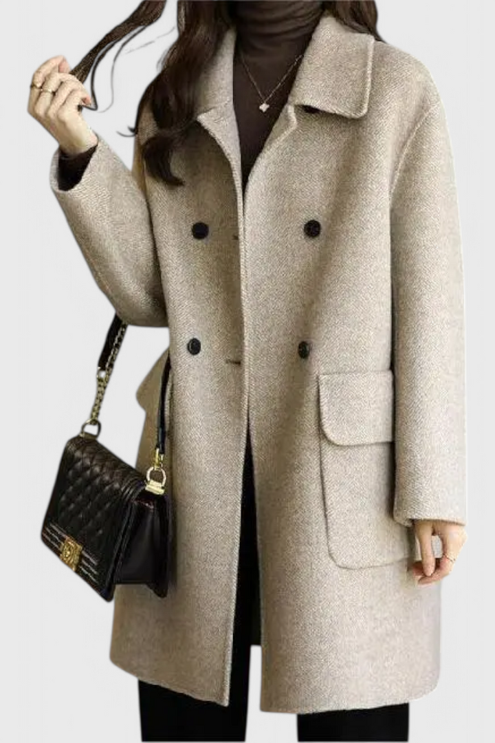 Camille Abrigo de Lana Clásico de Doble Botonadura