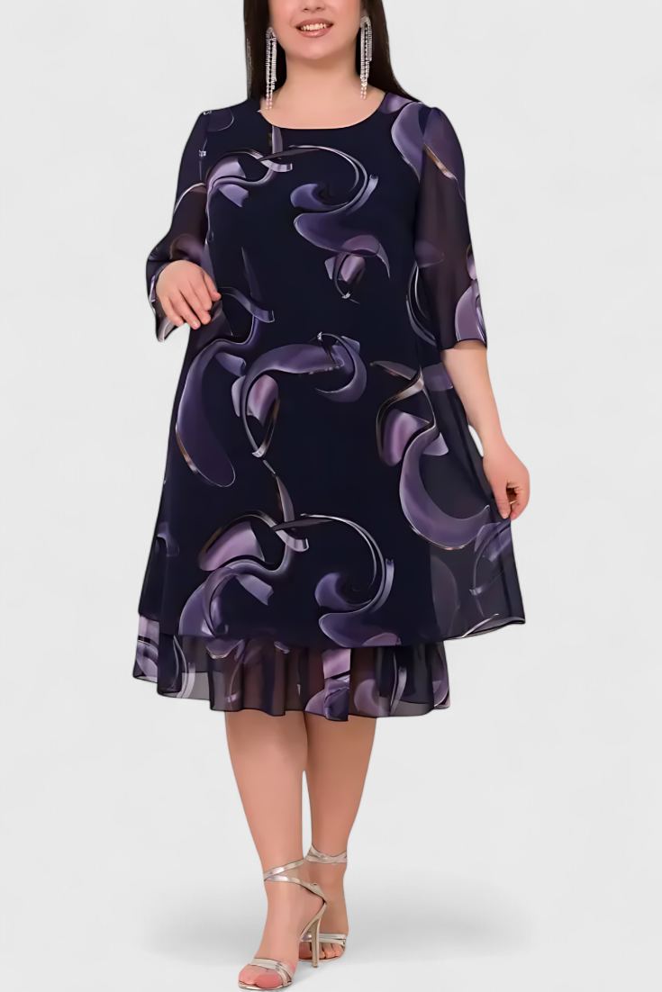 Shriley Vestido de Gasa con Estampado Midnight Swirl y Silueta Fluida