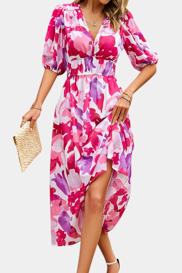 Georgina Vestido Midi Floral con Escote en V
