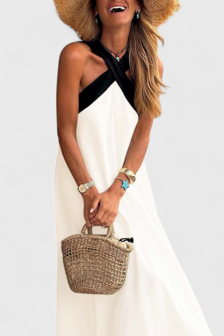 Edith Vestido de Cuello Cruzado con Espalda Descubierta