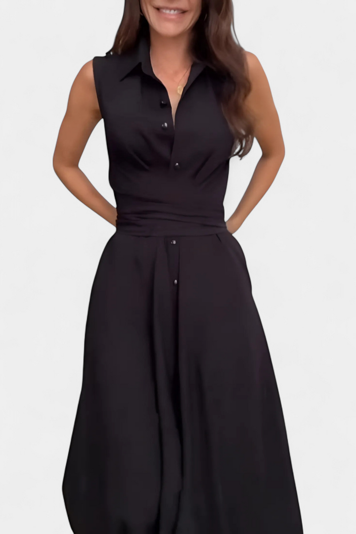 Meryl Vestido Camisero con Botones y Lazo Ajustable