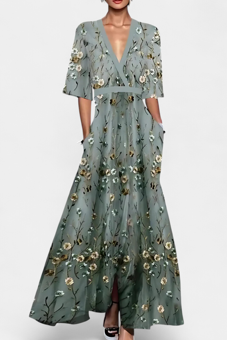 Daphne Vestido Envoltura Floral con Elegancia Atemporal