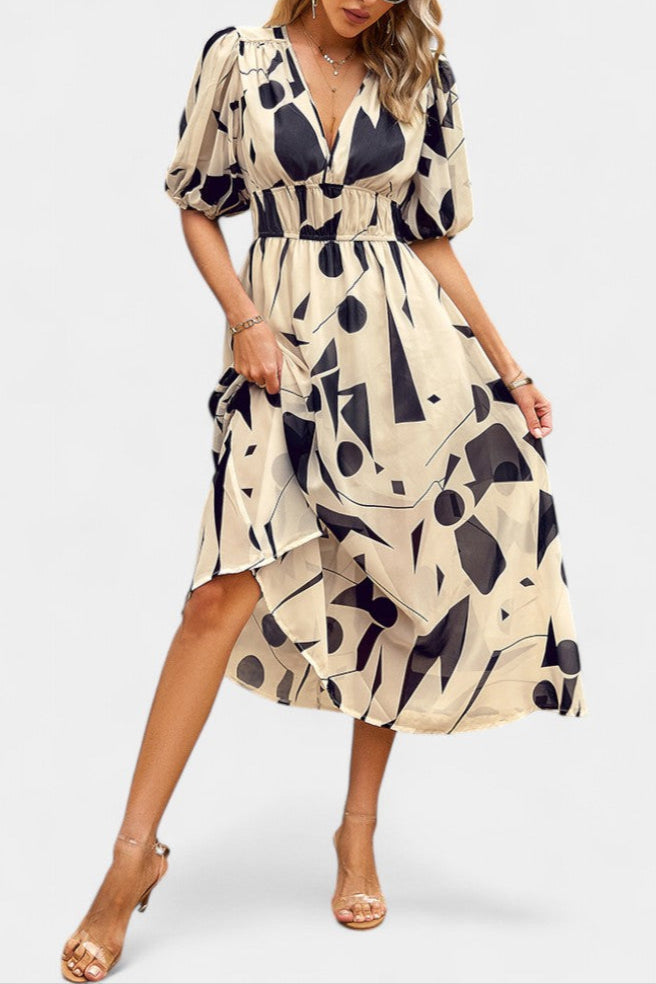 Georgina Vestido Midi Floral con Escote en V