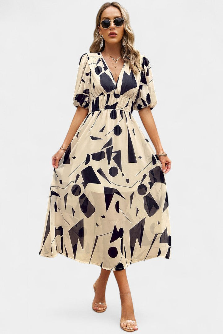 Georgina Vestido Midi Floral con Escote en V