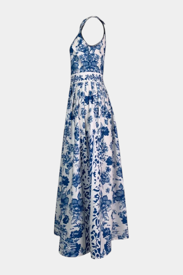 Shante Vestido A-Line Estampado Floral con Cuello Solapa