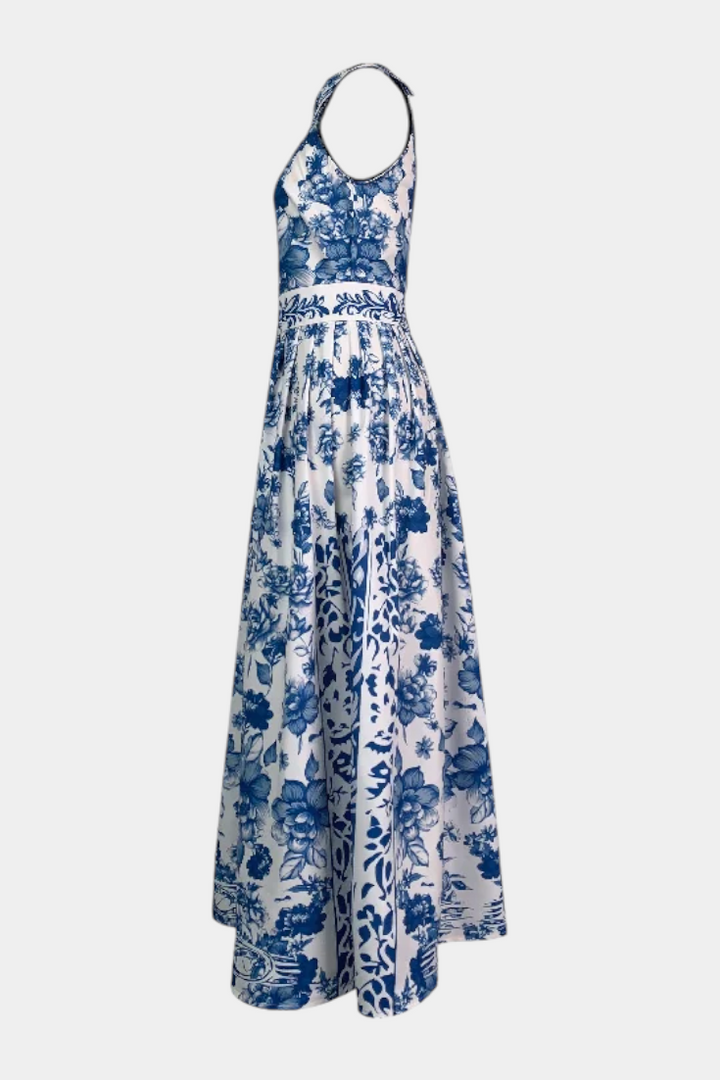 Shante Vestido A-Line Estampado Floral con Cuello Solapa