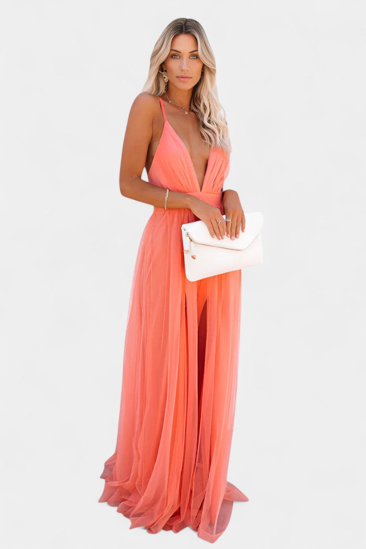 Gergana Vestido Maxi de Tul Sin Mangas