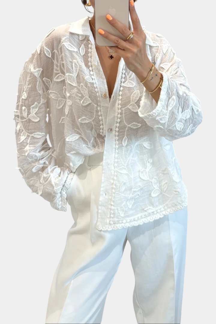 Prairie Camisa de Encaje Bordado