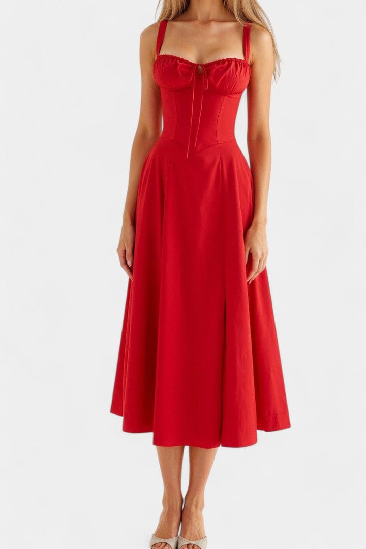 Flora Vestido Midi A-Line con Corsé