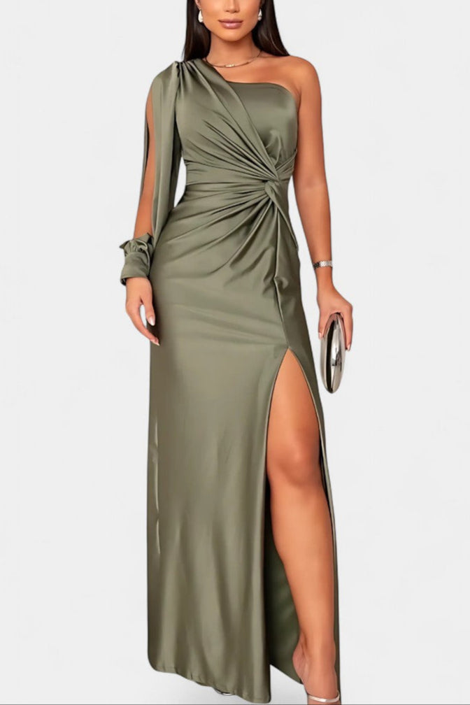 Charlotte Vestido Asimétrico Drapado de Un Hombro