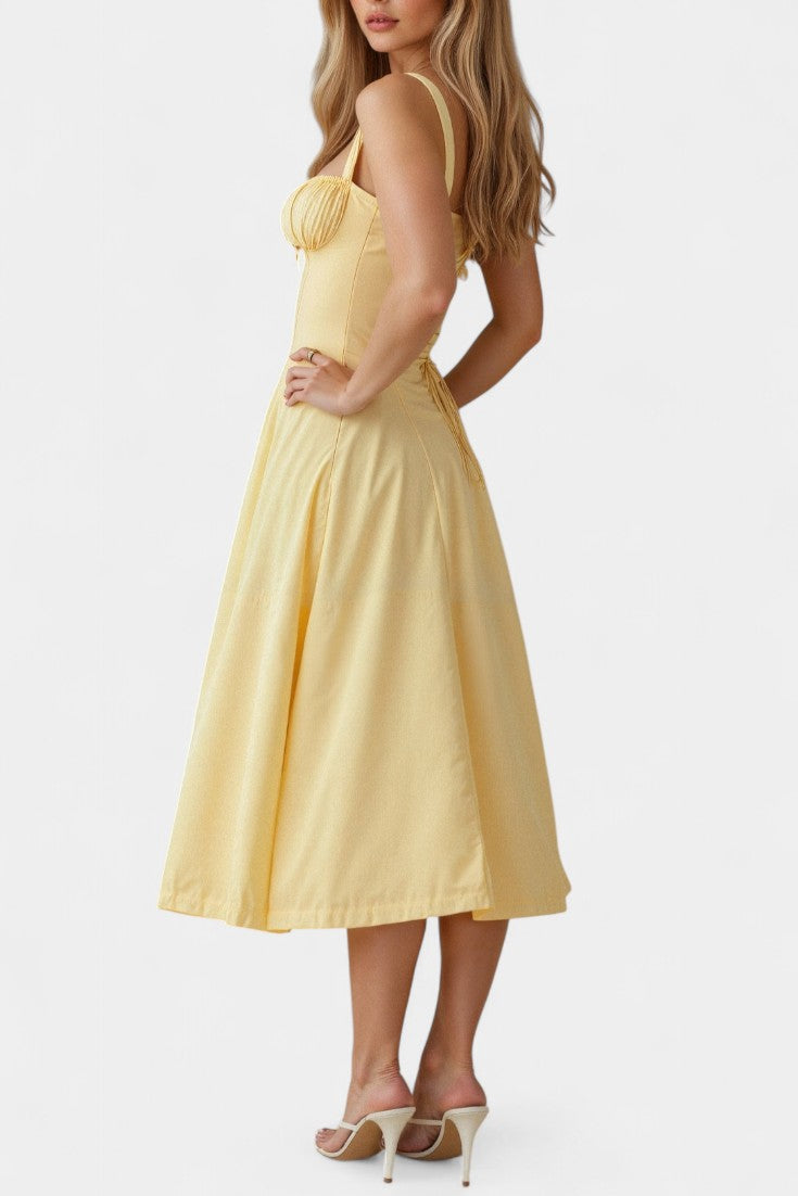 Flora Vestido Midi A-Line con Corsé