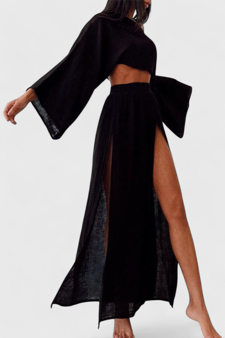 Martha Conjunto de Dos Piezas con Falda de Abertura Alta