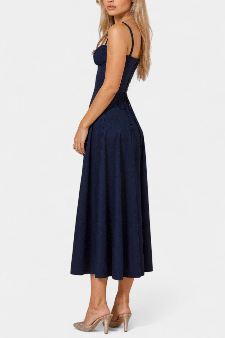 Flora Vestido Midi A-Line con Corsé