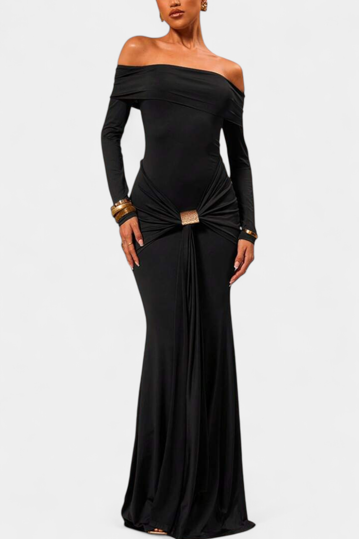 Kiah Vestido Maxi Off-Shoulder con Silueta de Sirena
