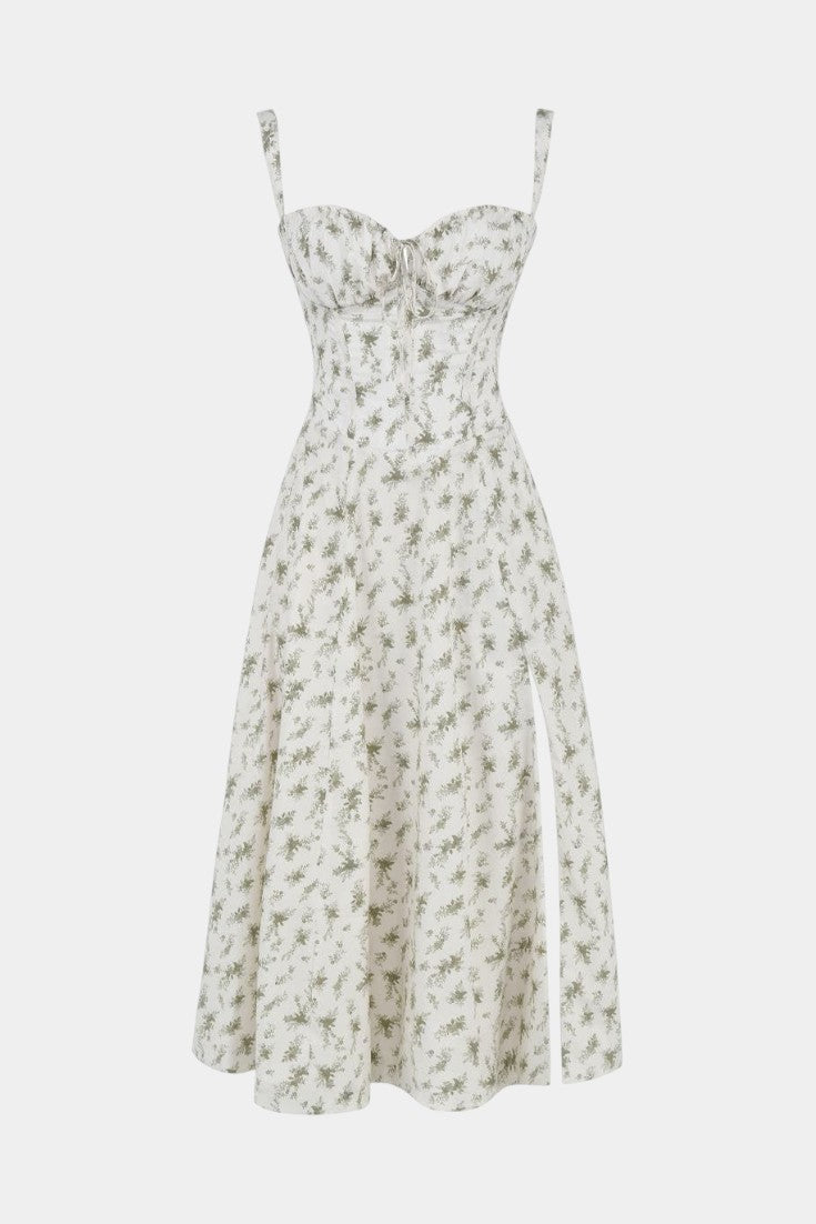 Flora Vestido Midi A-Line con Corsé