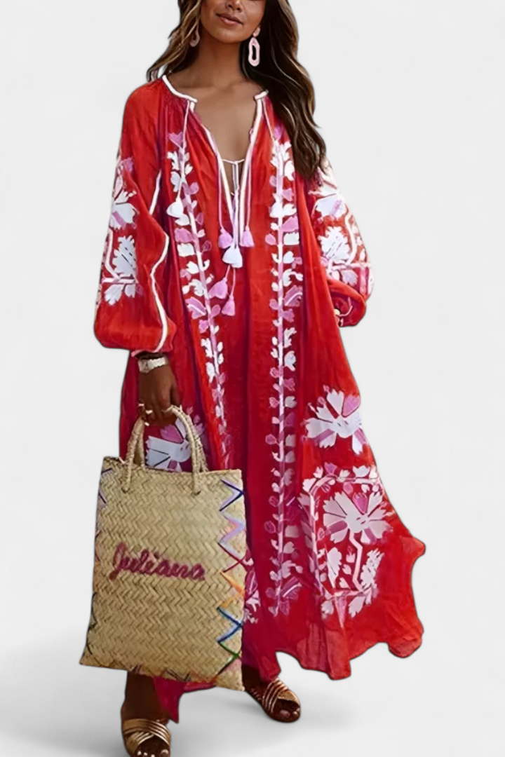 Alessia Vestido Floral de Manga Larga y Estilo Bohemio