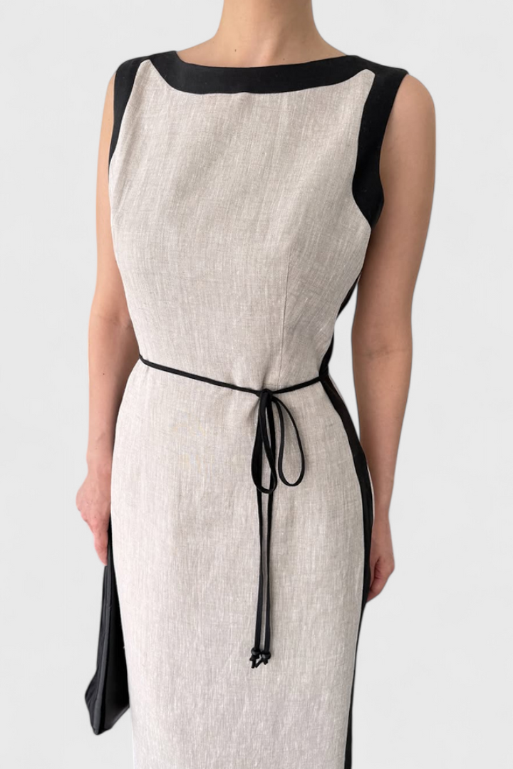 Samanta Vestido Sin Mangas con Contraste de Color