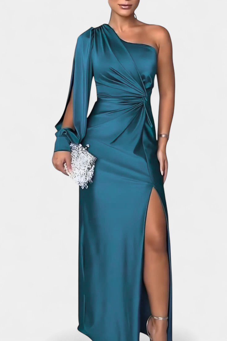 Charlotte Vestido Asimétrico Drapado de Un Hombro