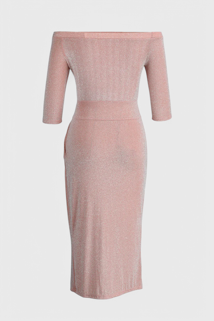 Alexa Maxi Dress with Off-Shoulder Shoulders and Subtle Slit