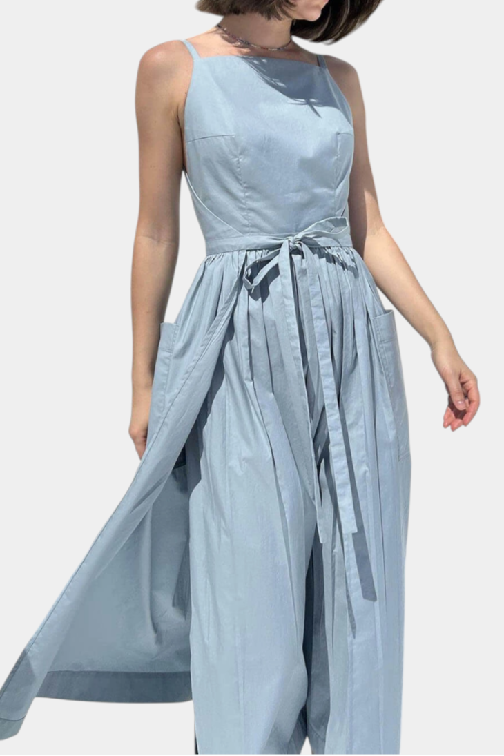 Dezi Vestido Largo Sin Tirantes con Cordones Laterales Ajustables