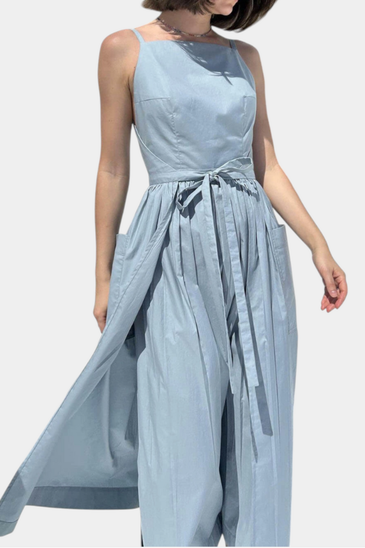 Dezi Vestido Largo Sin Tirantes con Cordones Laterales Ajustables