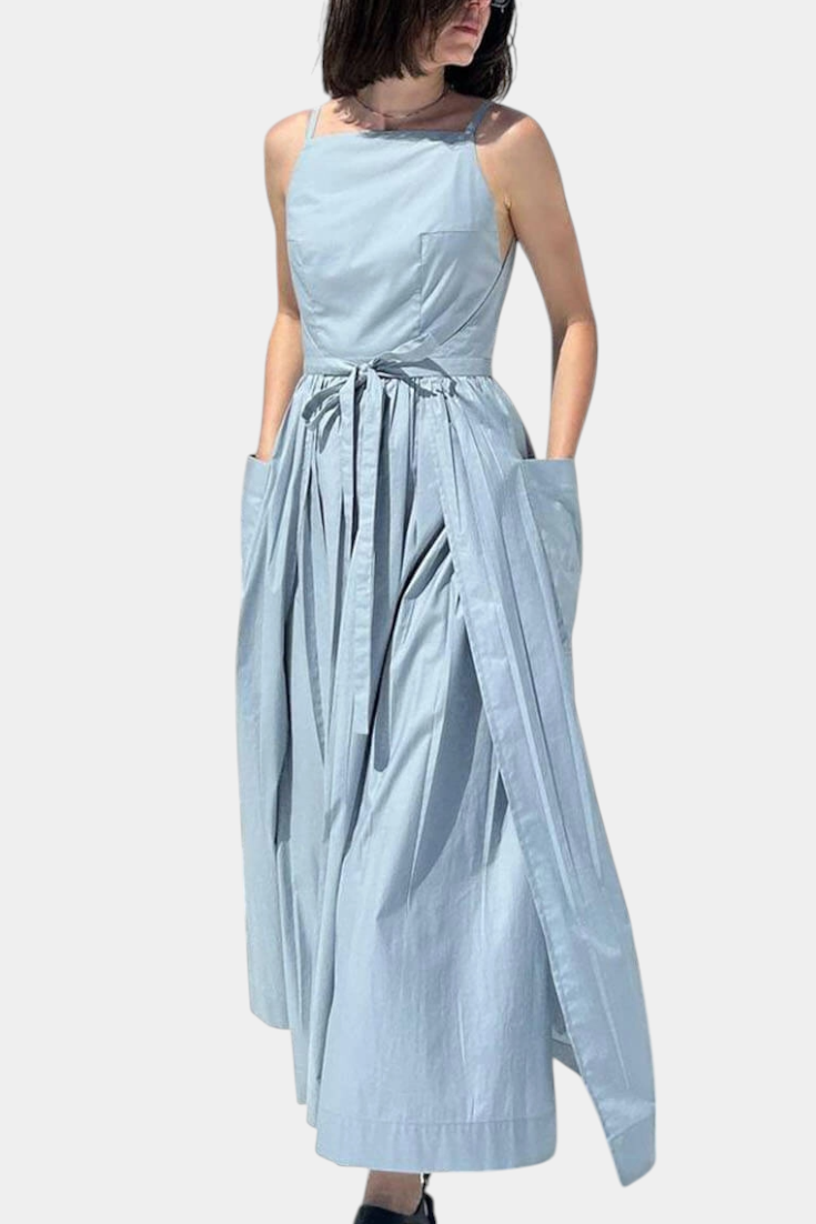 Dezi Vestido Largo Sin Tirantes con Cordones Laterales Ajustables