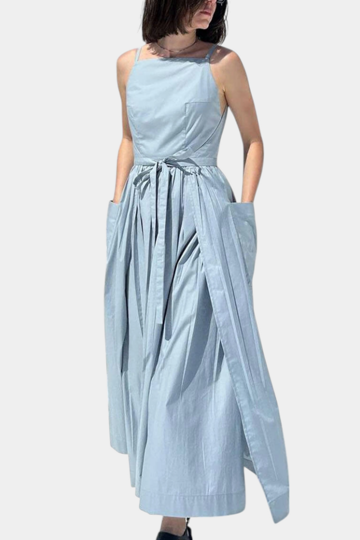 Dezi Vestido Largo Sin Tirantes con Cordones Laterales Ajustables