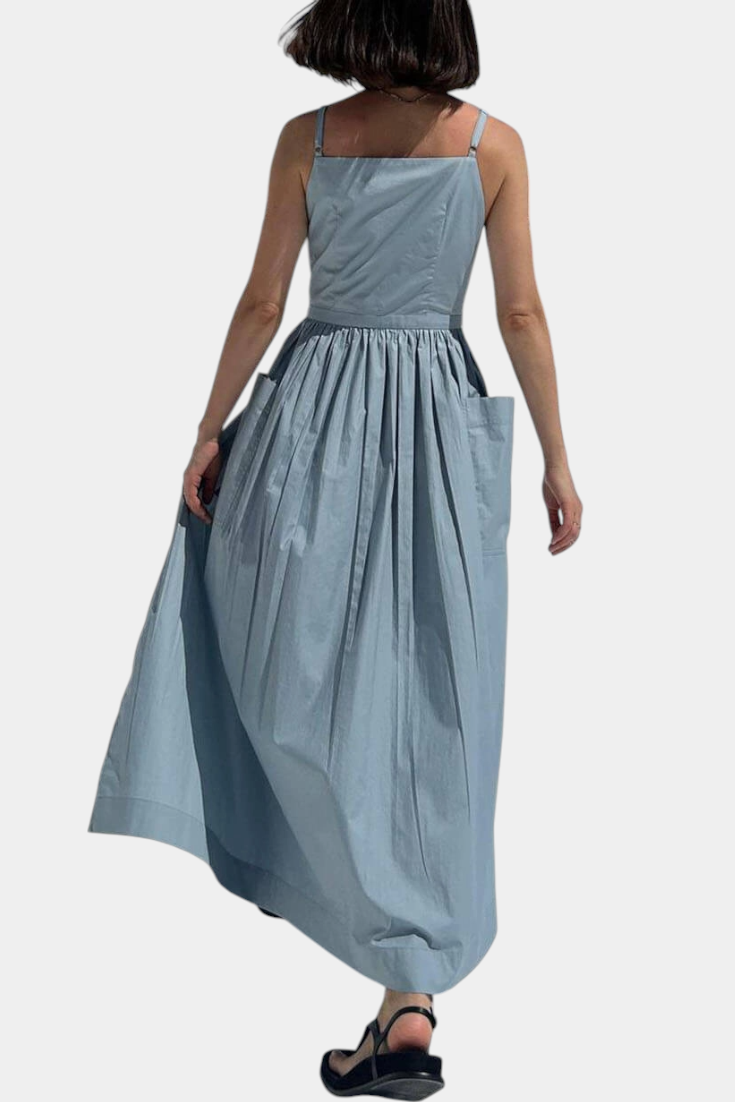 Dezi Vestido Largo Sin Tirantes con Cordones Laterales Ajustables