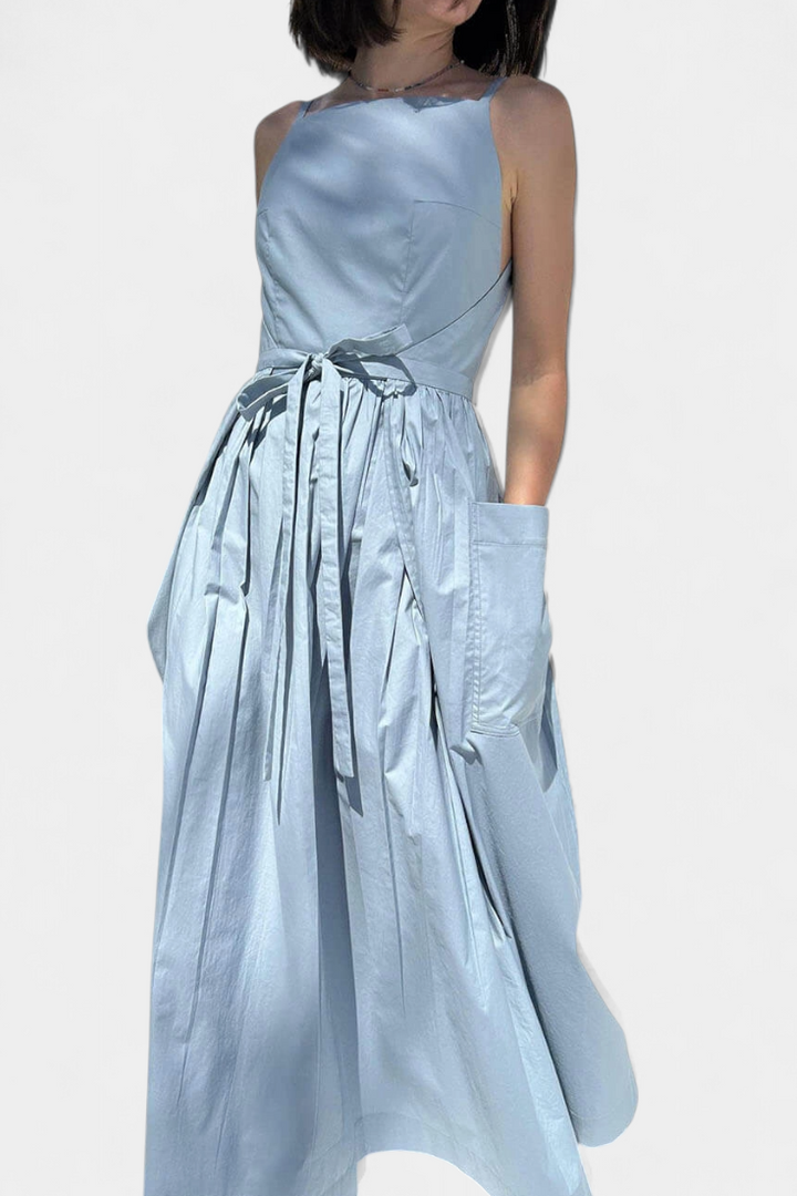 Dezi Vestido Largo Sin Tirantes con Cordones Laterales Ajustables