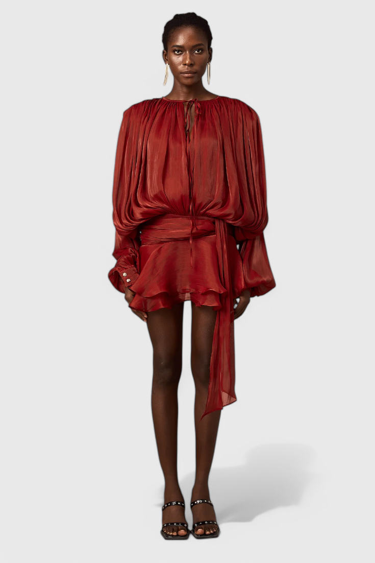 Aurore Vestido Mini con Volantes y Pliegues Completos