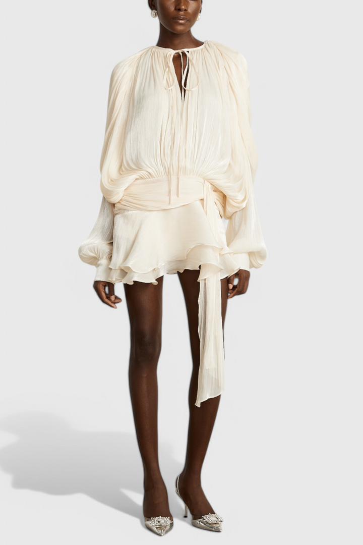 Aurore Vestido Mini con Volantes y Pliegues Completos