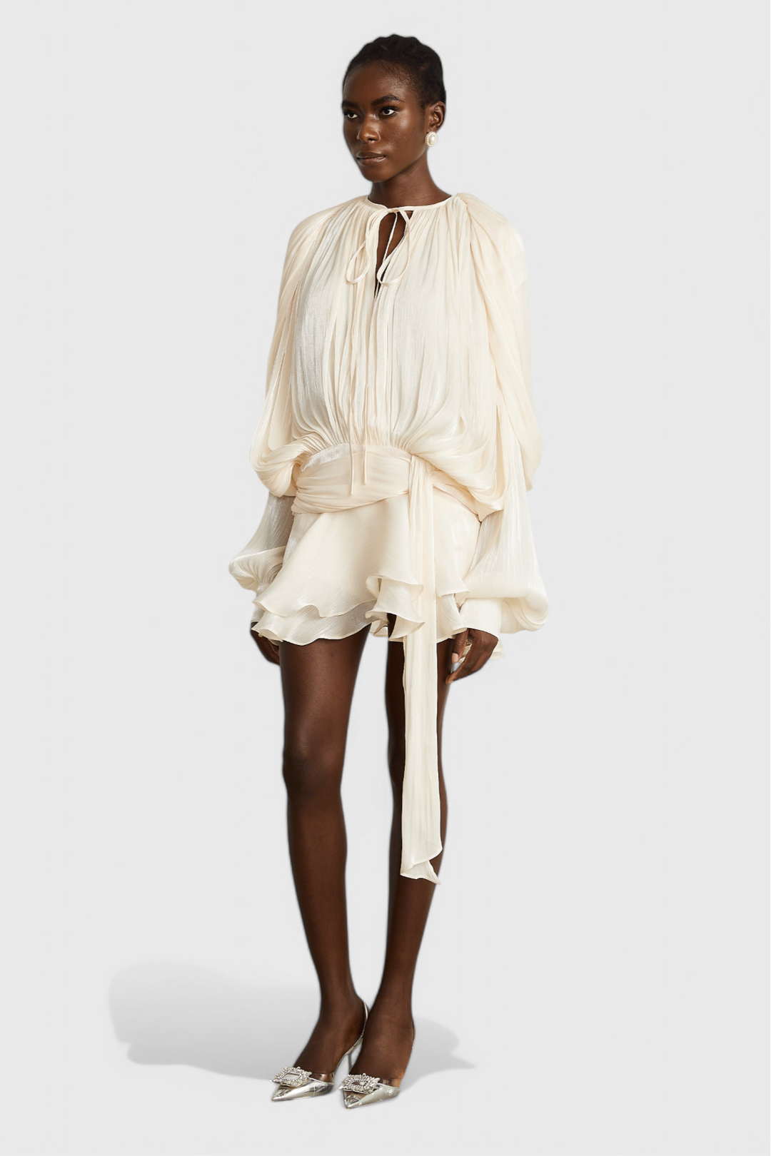 Aurore Vestido Mini con Volantes y Pliegues Completos