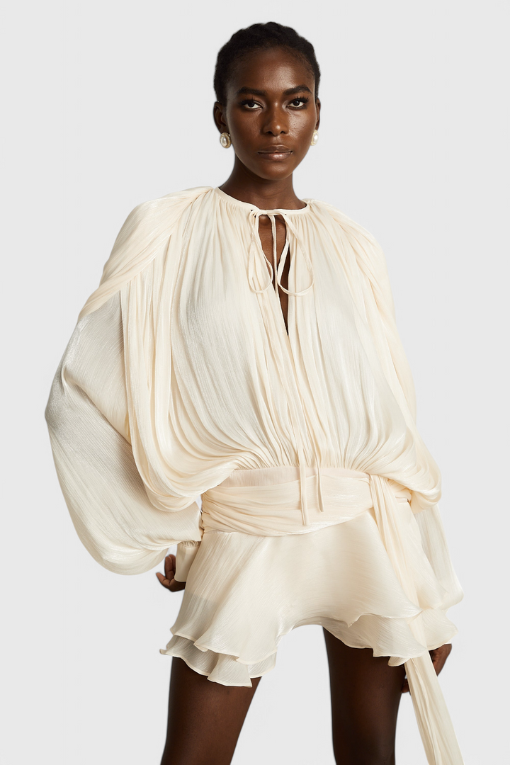 Aurore Vestido Mini con Volantes y Pliegues Completos