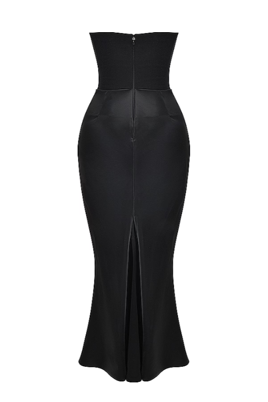 Emily Vestido Maxi Drapado con Corsé Sin Tirantes