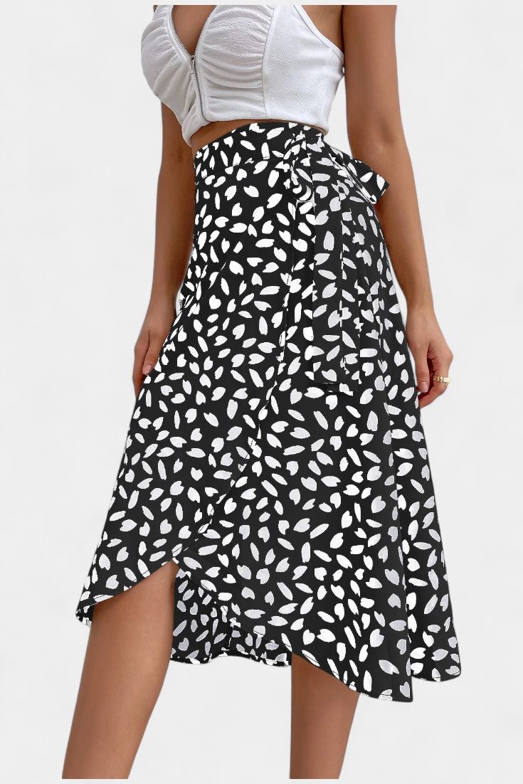 Camila Falda Envolvente Boho con Estampado Asimétrico