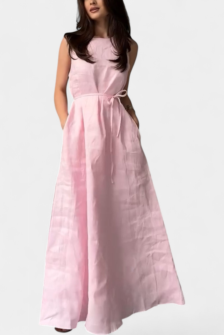 Rosetta Vestido Suave sin Mangas con Lazo Ajustable