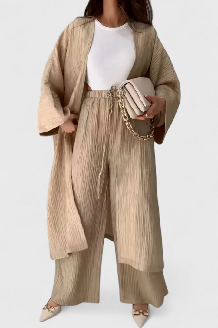 Caspian Conjunto Relajado de Dos Piezas con Kimono Largo