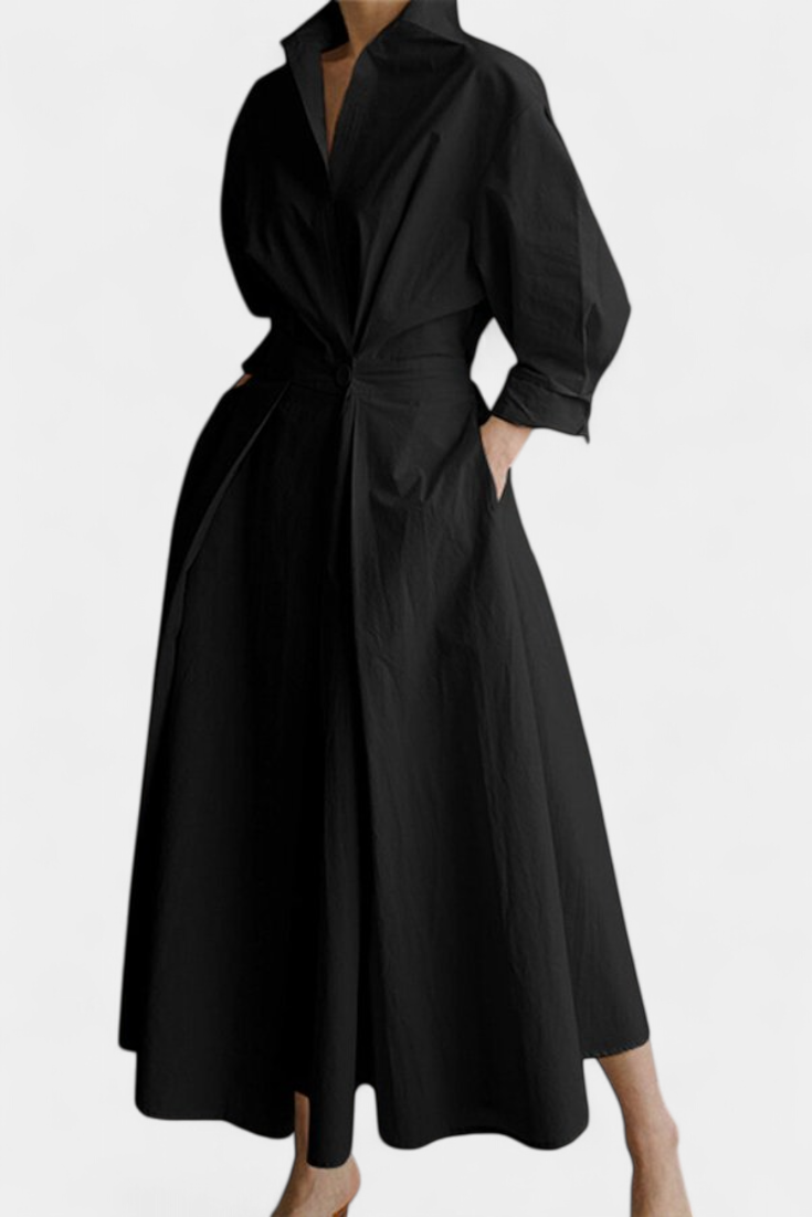 Miriam Vestido Maxi de Manga Larga Retro