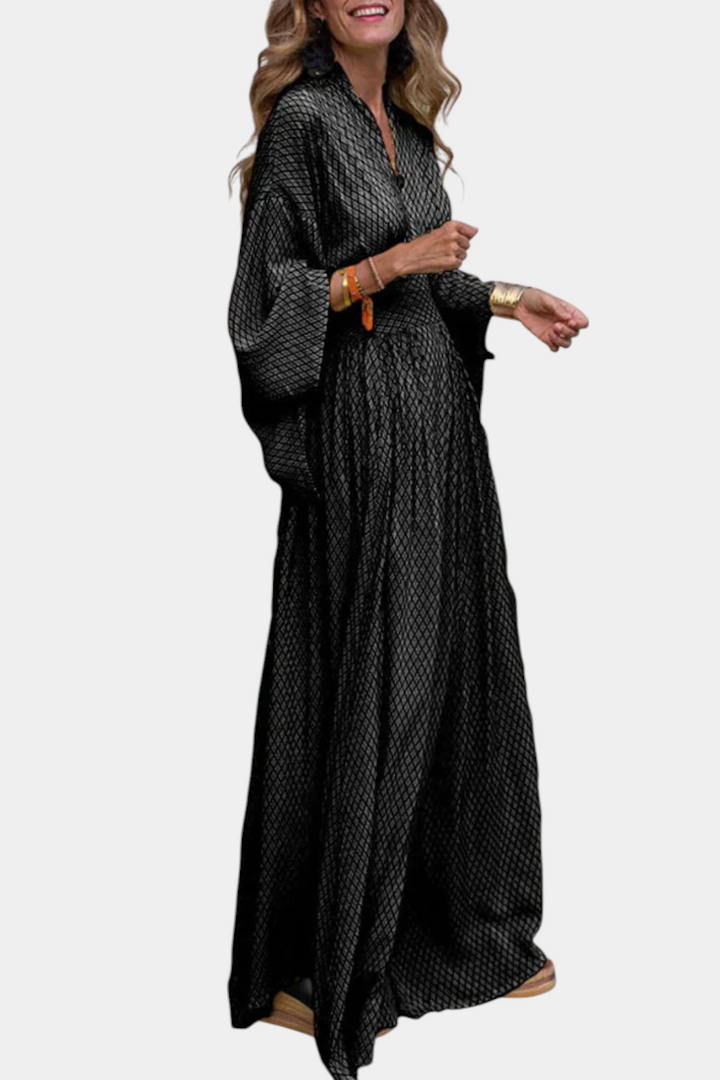 Anelia Vestido Maxi Geométrico con Escote en V