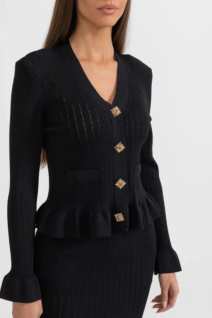 Prudence Conjunto de Vestido Midi de Punto Refinado y Top con Botones