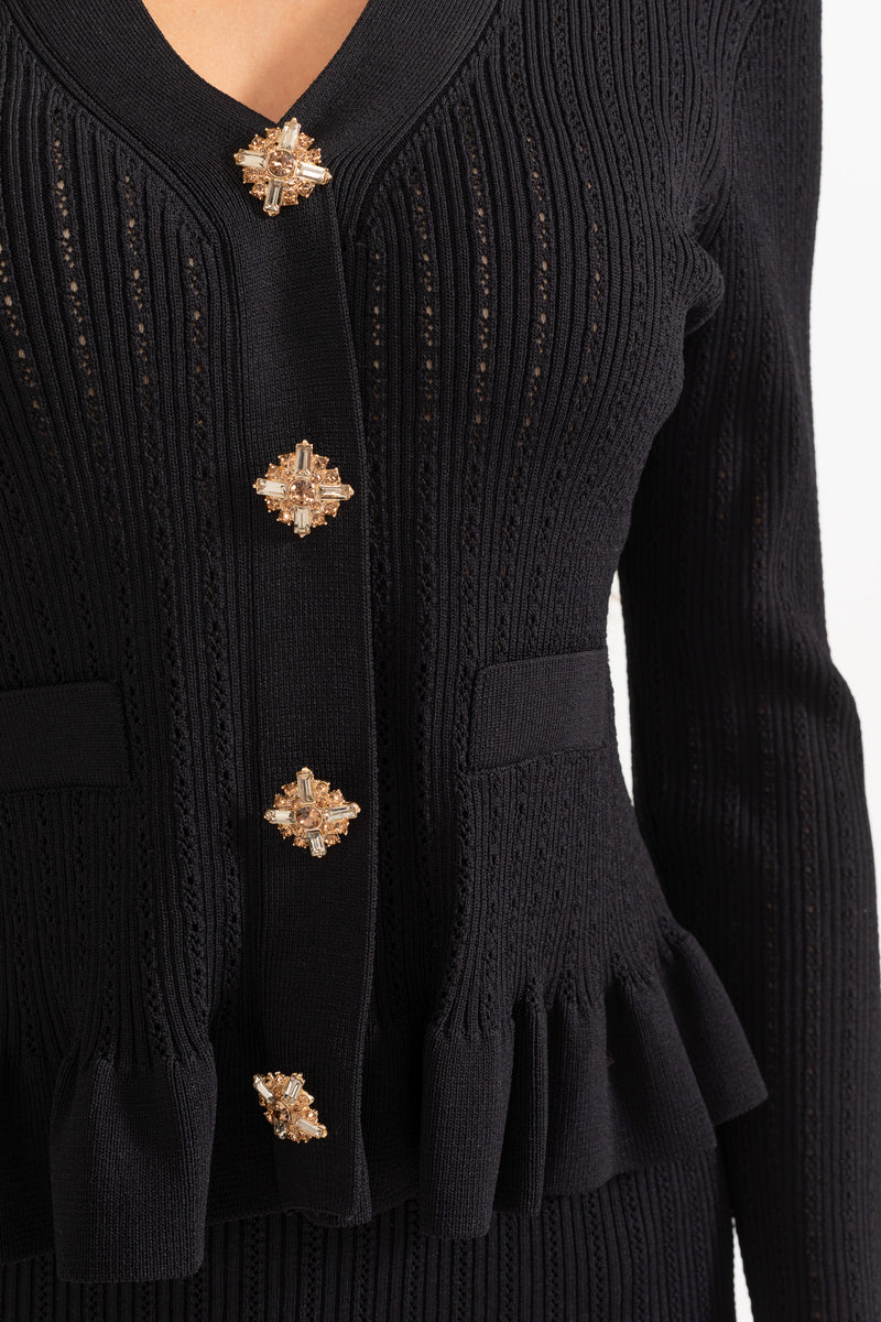 Prudence Conjunto de Vestido Midi de Punto Refinado y Top con Botones