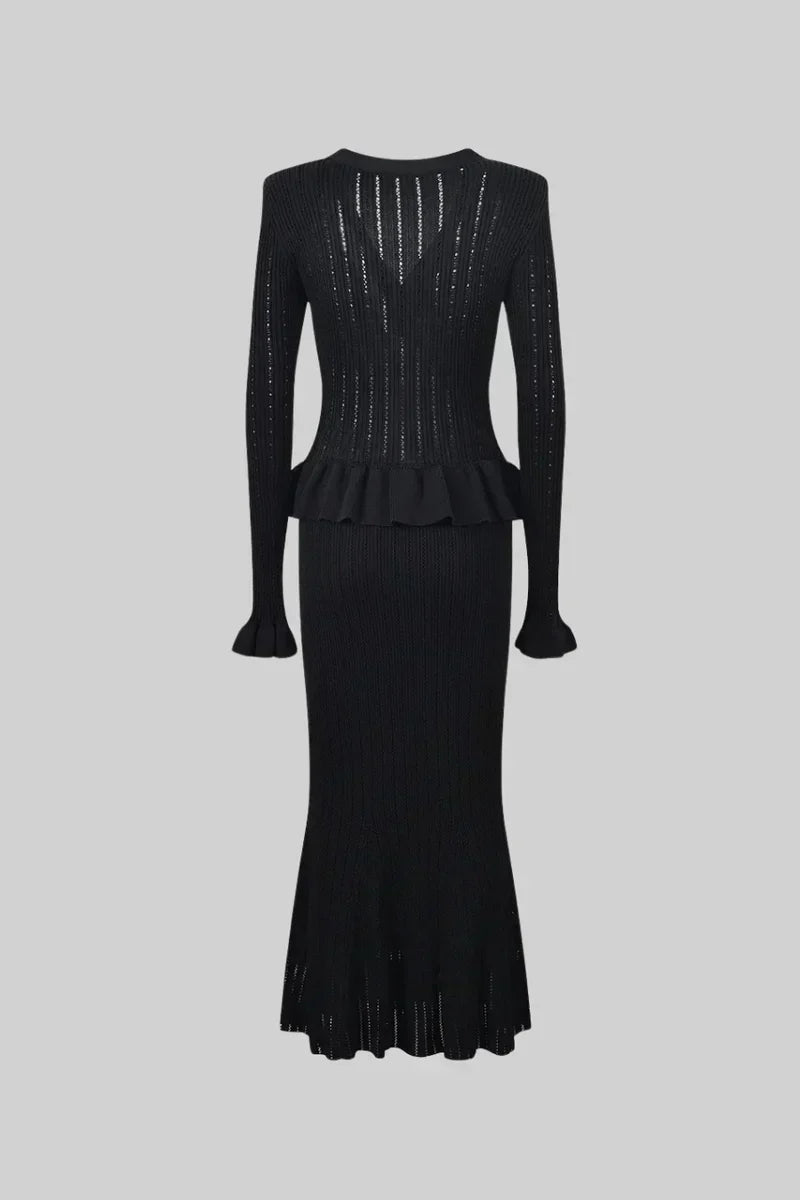 Prudence Conjunto de Vestido Midi de Punto Refinado y Top con Botones