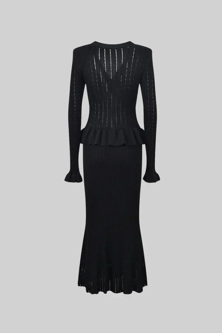 Prudence Conjunto de Vestido Midi de Punto Refinado y Top con Botones