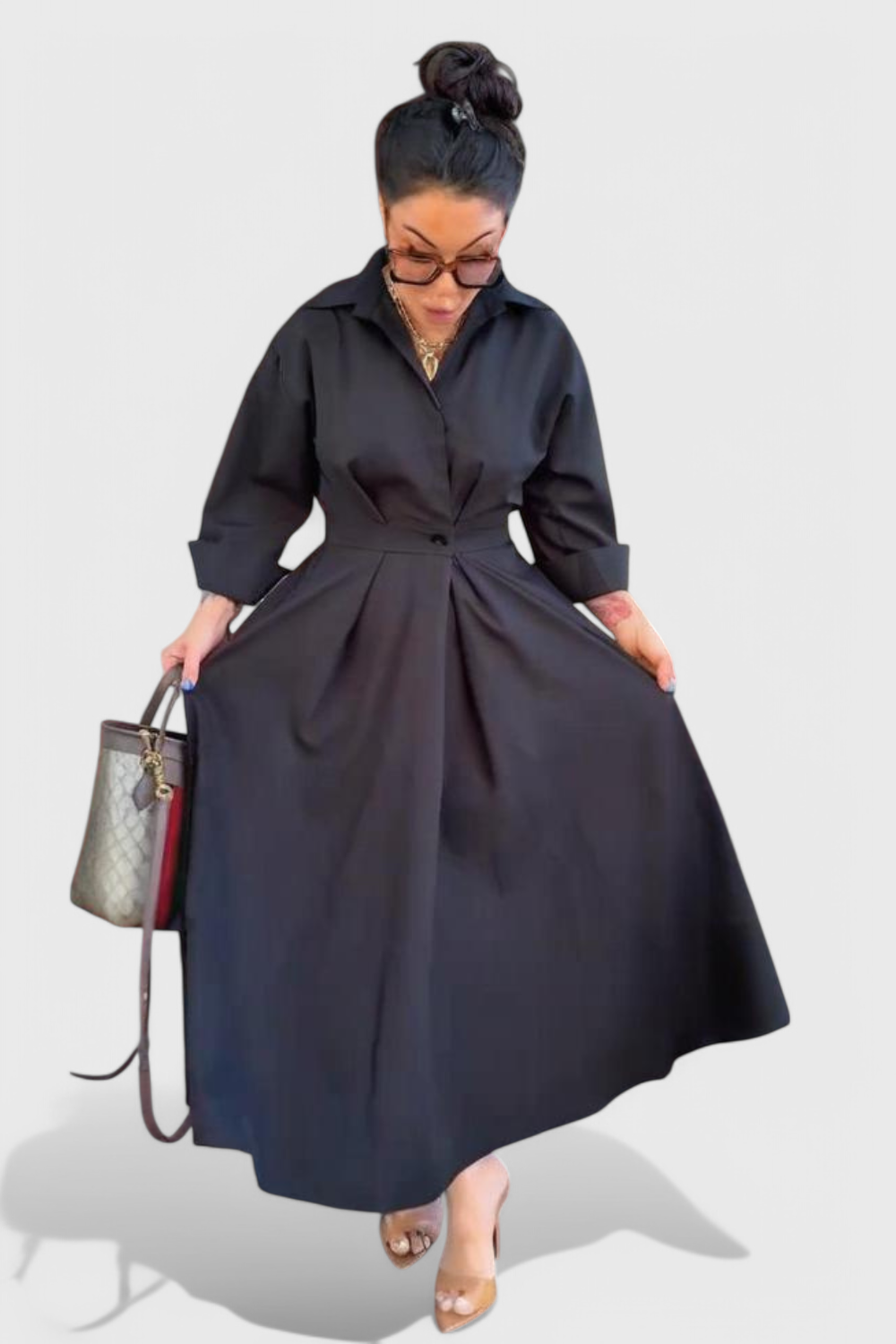 Celina Vestido Largo Maxi con Solapa